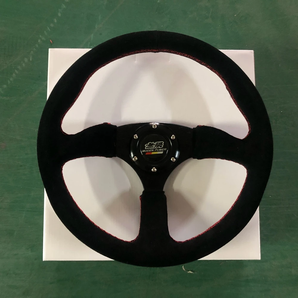 

JDM MUGEN Steering Wheel 14inch 350mm Flat Suede Leather Rally Tuning Racing Steering Wheel Drifting Steering Wheel Civic