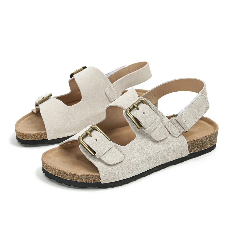 New Women Suede Leather Casual Low Heels Summer Shoes Woman Flats Sandals Buckle Platform Sandals Big Size 35-42