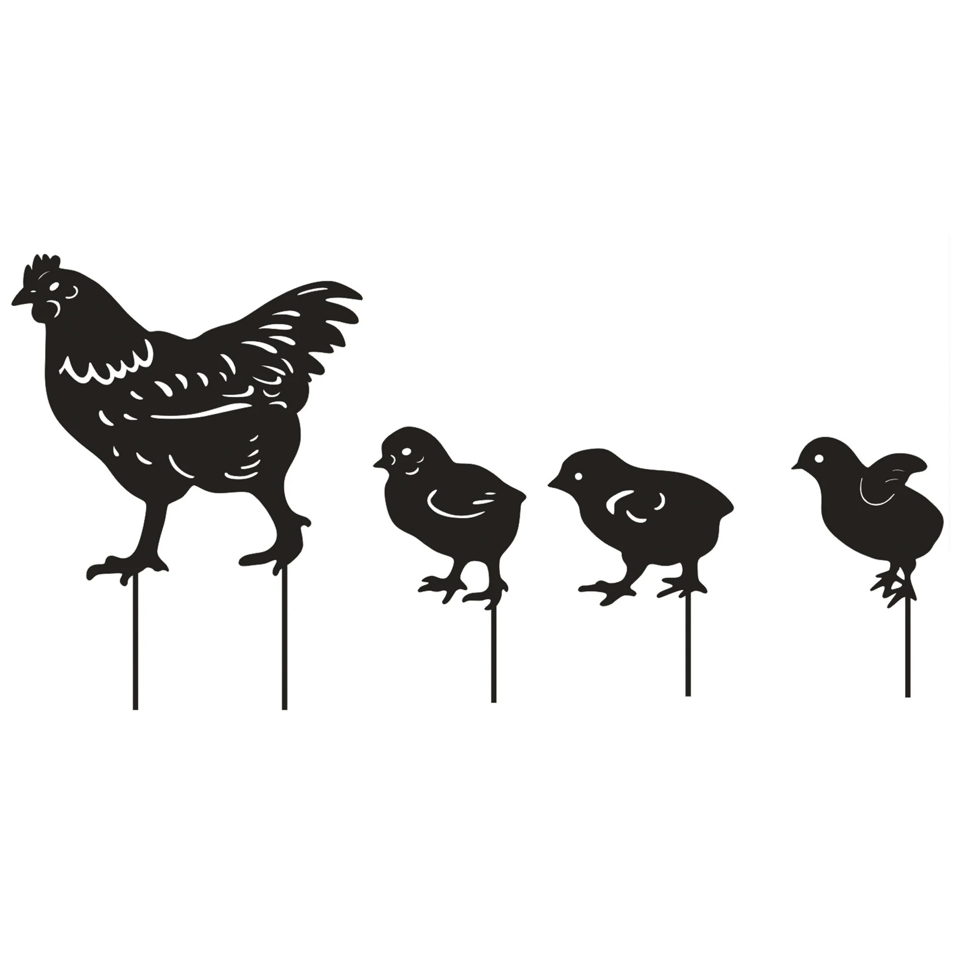

Garden Chicken Silhouette Stakes Sun-proof And Waterproof Metal Animal Yard Art Black Decoration For Lawns Gardens Backyards