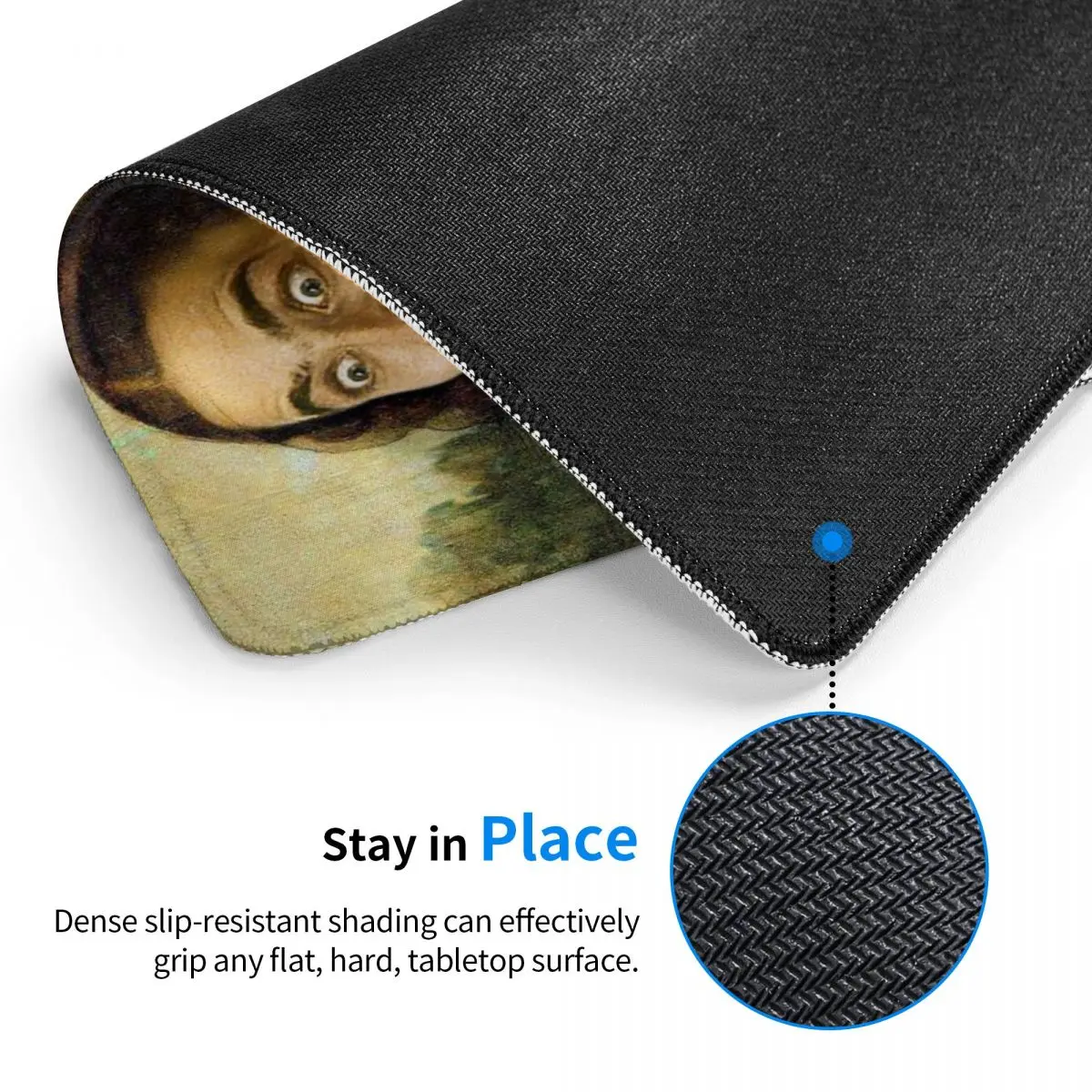 Коврик для мыши с забавным мемом Николаса Кейджа Моны Лизы водонепроницаемый