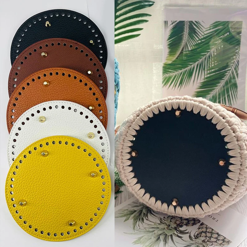 

Oval /Round Bottom for Knitted Bag Leather Bag Accessories Handmade Bottom with Holes Diy Crochet handcraft Bottom Pu Bag Base