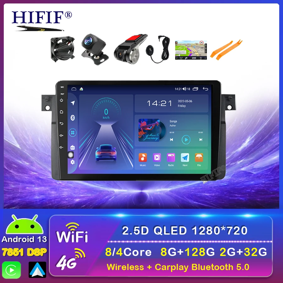 Caeplay Android 13 car radio multimedia player for BMW E46 / M3 318i 320i 325i 330/335 1998-2006 2DIN Navigation GPS