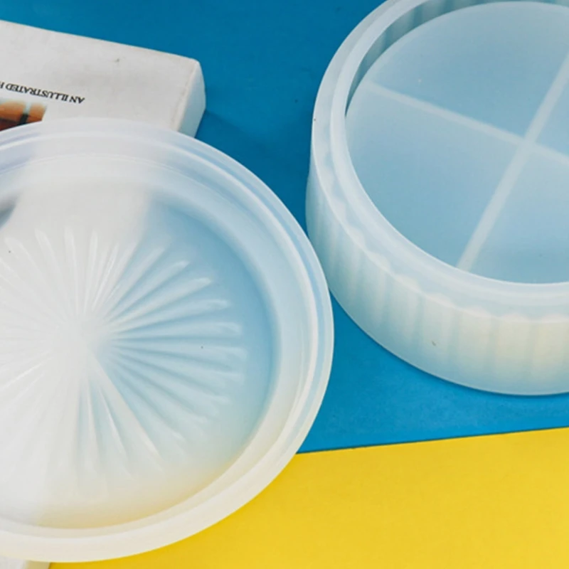 

652F Stripe Storage Box Resin Mold with Lids Silicone Jar Mold for Epoxy Casting DIY Decor Crafts Mold for Jewelry Trinket