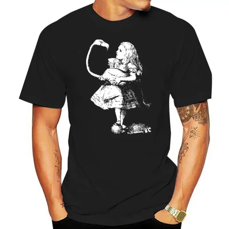 

Футболка викторианская Алиса с фламинго-футболка с коротким рукавом унисекс-выбор цветов и размеров Мужская футболка