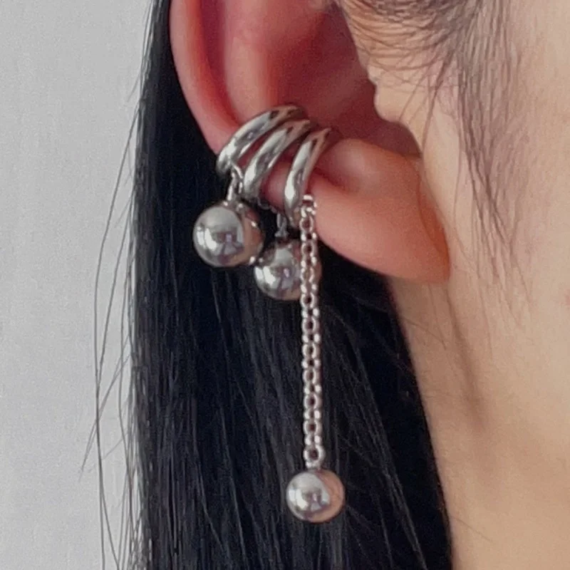 

3 шт./набор, круглые серьги-клипсы с кисточками и шариками