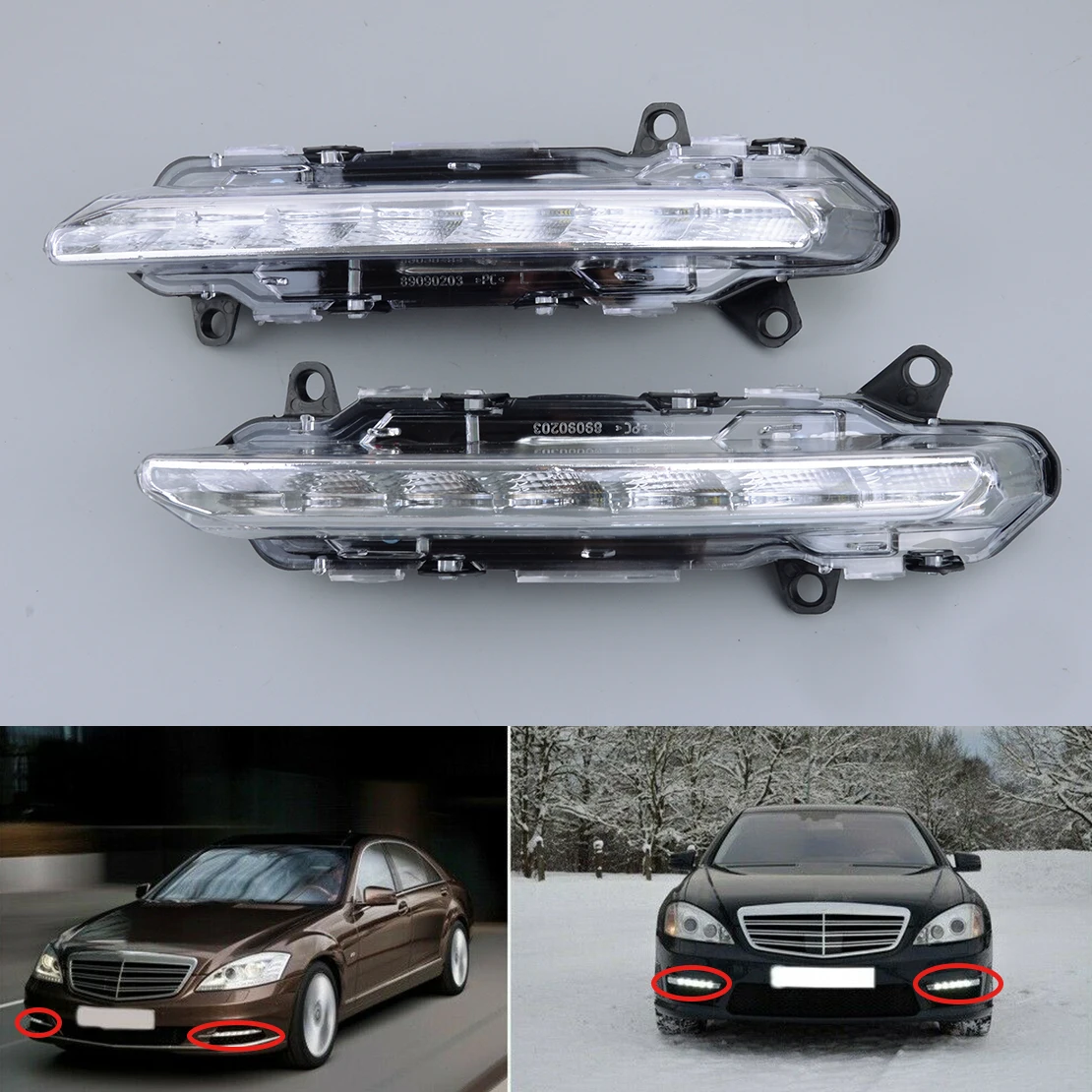 

1 Pair Car Front LED Bumper DRL Fog Light 12V A2218201856 Fit For Mercedes Benz S W221 S350 S400 S450 S500 S550 S600 A2218201756