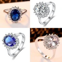 milangirl luxury silver plated color inlaid oval white blue crystal zircon female ring for women wedding engagement jewelry