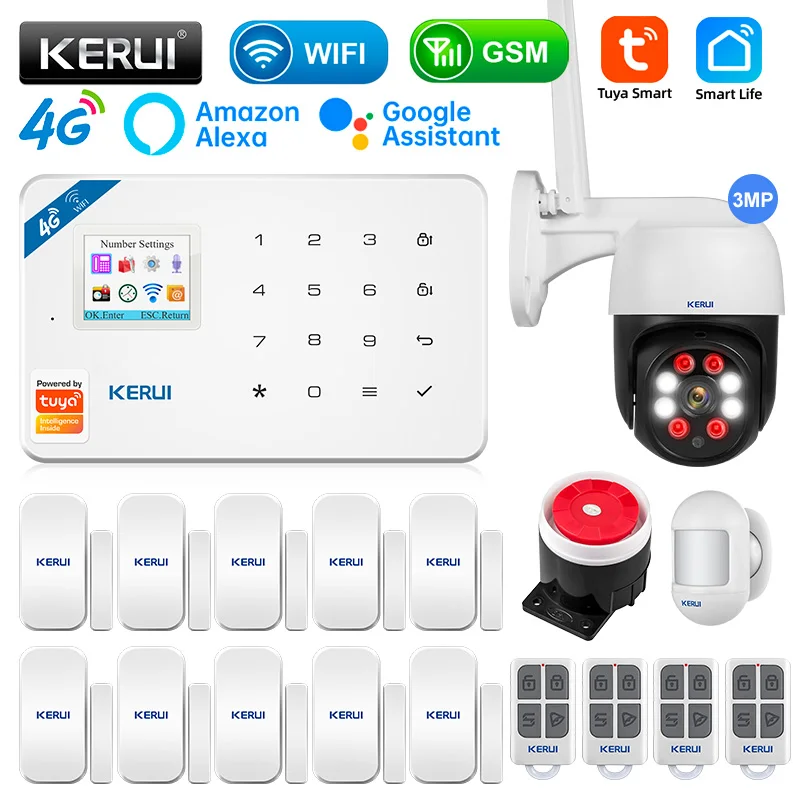 

Охранная сигнализация KERUI W184, GSM, 4G, Wi-Fi, управление через приложение