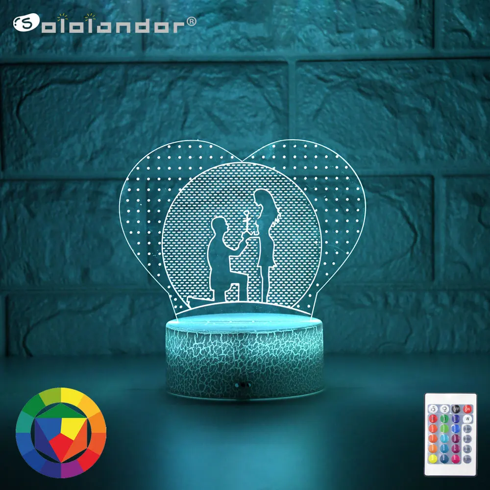 

Kids Light Night 3D LED Night Light Creative Table Bedside Lamp Romantic proposal light Kids Gril Home Decoration Gifts Lantern