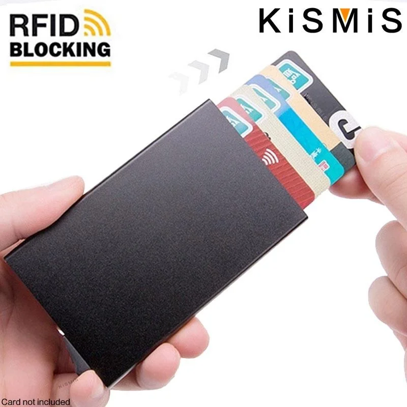 KISMIS RFID Блокирующий Магнитный Держатель Для Карт Металлический Тонкий Защитный