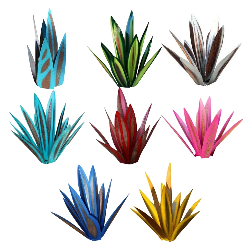 

Simulation Art Agave Plant Ornaments DIY Rustic Metal Sculpture for Outdoor Patio Yard Garden Decoration Stakes Lawn