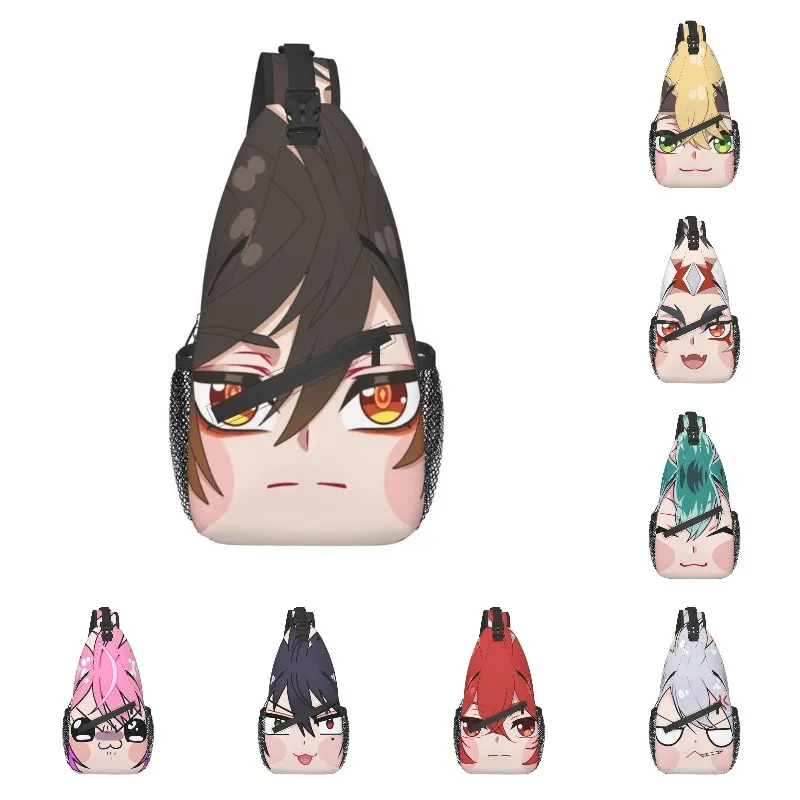 

Нагрудная Сумка-слинг Zhongli Genshin, индивидуальный мультяшный рюкзак через плечо для игры для мужчин, рюкзак для велоспорта, кемпинга
