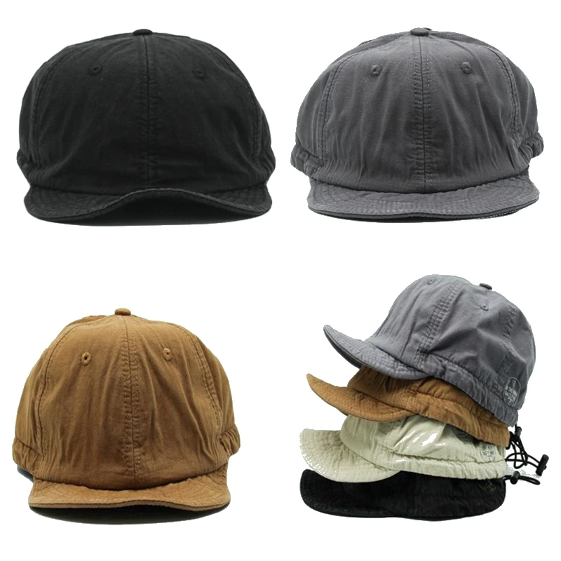

short brim soft top adjustable solid color men baseball cap shade spring summer Korean version women Dad Hat snapback