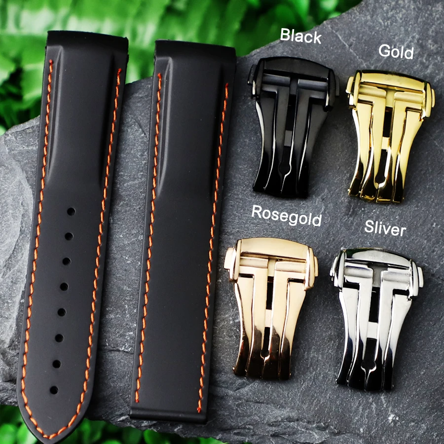 20mm 22mm Rubber Watch Band for Omega Seamaster 300m 600m Planet Ocean GMT Choronograph Aqua Terra Watch Strap Diving Bracelets