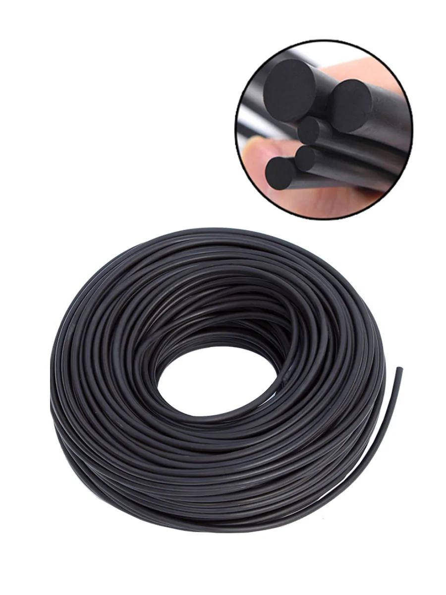 

1Meter Fluorine Rubber Solid Strip O-Ring Bar Seal Not Foaming Black Diameter 2--15mm