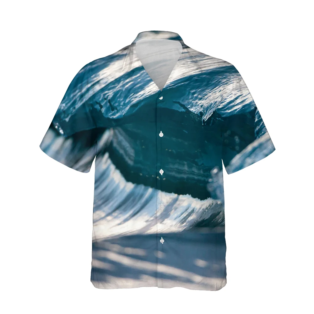 Jumeast 3d Abstract Sea Wave Printed Mens Hawaiian Shirt Short Sleeve Harajuku Japanese Fashion Shirts for Men Loose Streetwear
