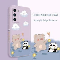 playful panda phone case for huawei p40 p50 p30 p20 pro lite nova 5t y7a mate 40 30 20 pro lite liquid silicone cover