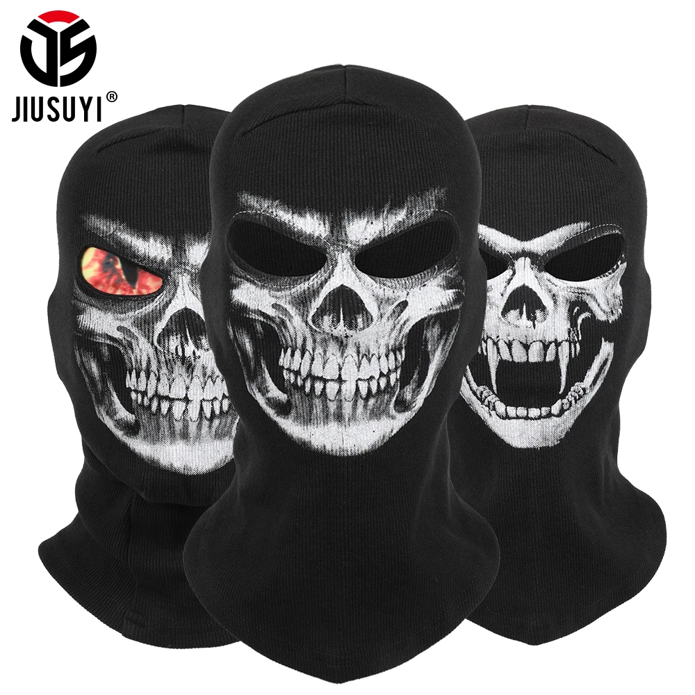 3D Skull Ghost berretto passamontagna antivento maschera integrale casco da sci fodera scaldino sciarpa berretti da Snowboard cappello Bandana uomo donna