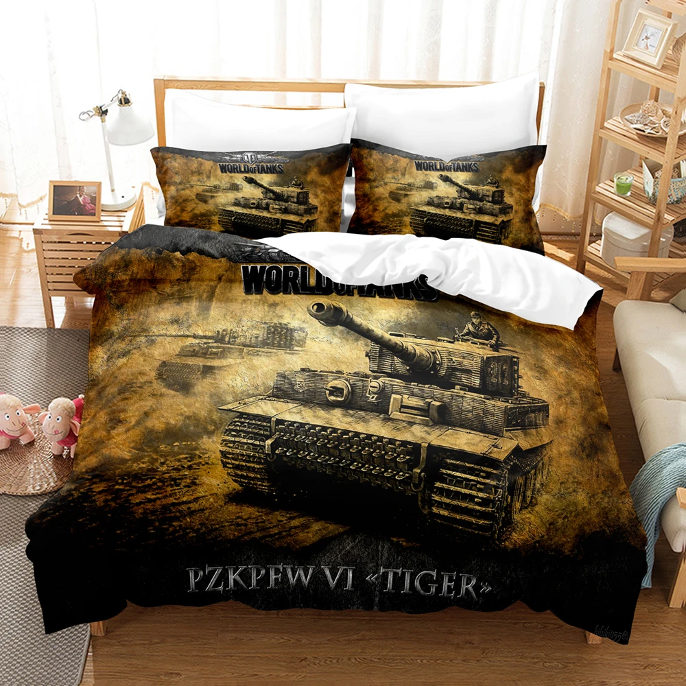 

Drop Shipping Wholesale Bedding Set Luxury Cool Tanks Kids Children Duvet Cover Comforter Quilt Custom Printing Design 2/3pcs