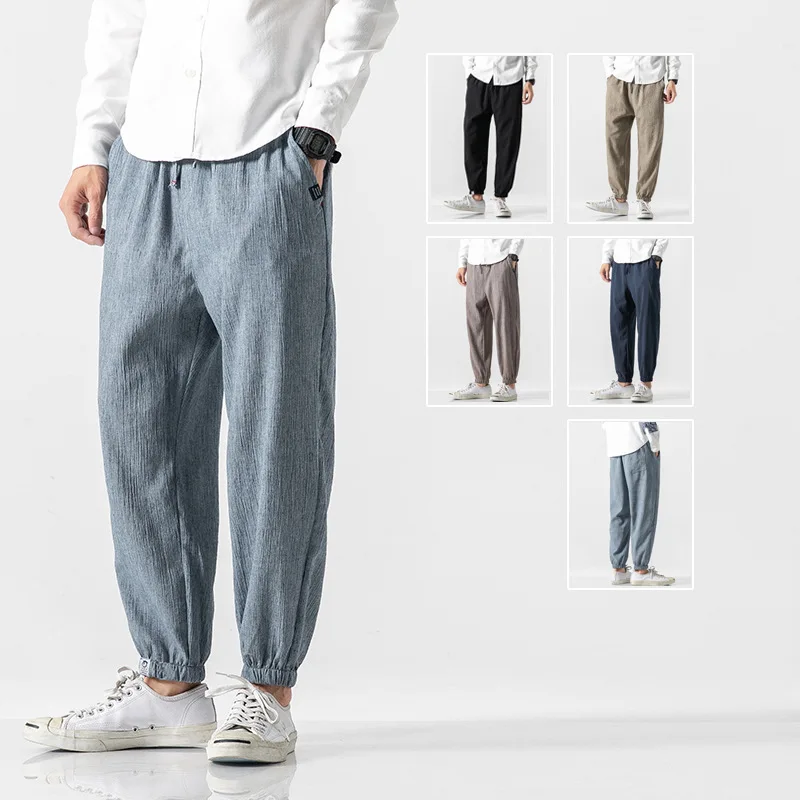 

2022 Spring New Jeans Retro Chinese Style Casual Men's Harem Pants Cotton Linen Fashion Loose Leggings Trousers Men's Clothing