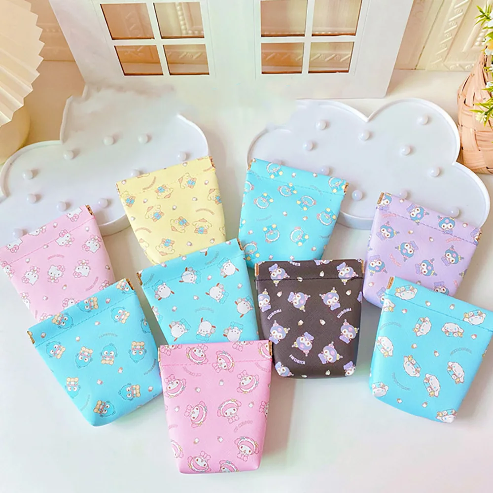 

Magnetic Buckle Coin Purse Sanrio Mini Cosmetic Bag Women's Sanitary Napkin Cartoon Storage BagCute Portable Key Earphone Packet