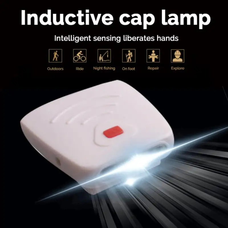 

Induction Headlamp LED Head Lamp With Built-in 500mAh Battery Flashlight Rechargeable Head Torch Head Light Clip Cap Lamp