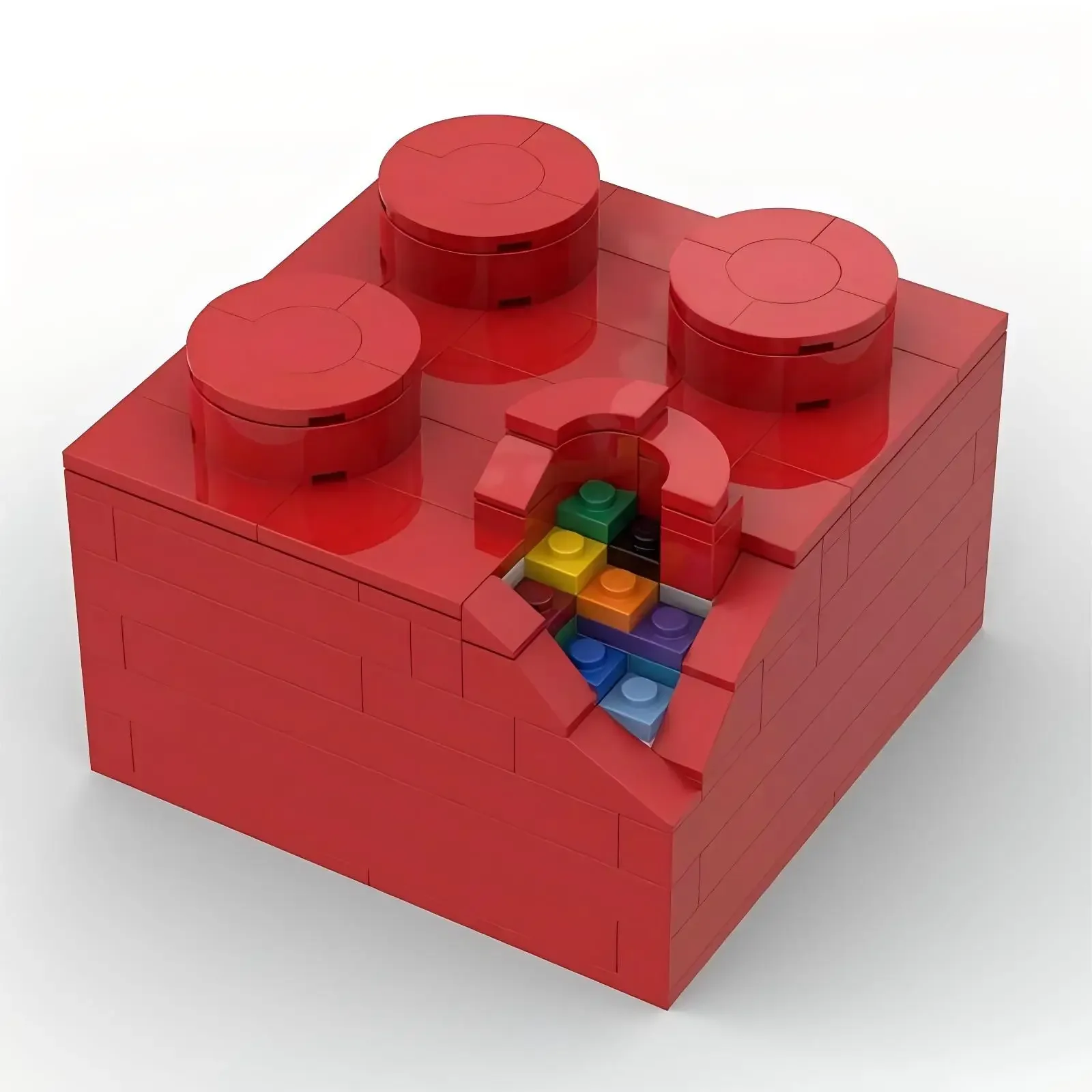 Фото Креативная забавная серия 2x2, красные кирпичи, строительный блок MOC, модель поврежденного кирпича, детская головоломка, сборные игрушки, подарок на день рождения, орнамент №4