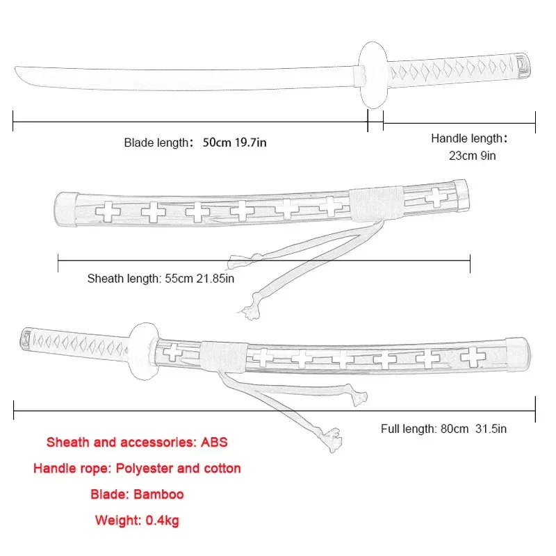 80 см Зоро Катана самурайский меч японское аниме косплей Эма китсу шушушухой вадо