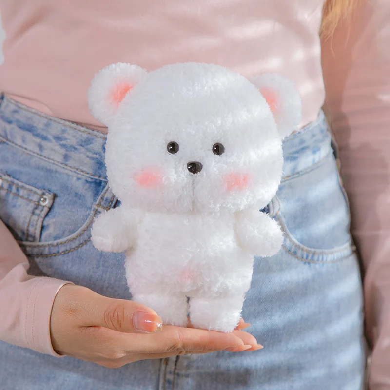 

1pc 20cm White Bear Plush Toy Kawaii Wear Clothes Teddy Bear Soft Stuffed Doll Kids Accompany Toy Girls Boys Birthday Gifts