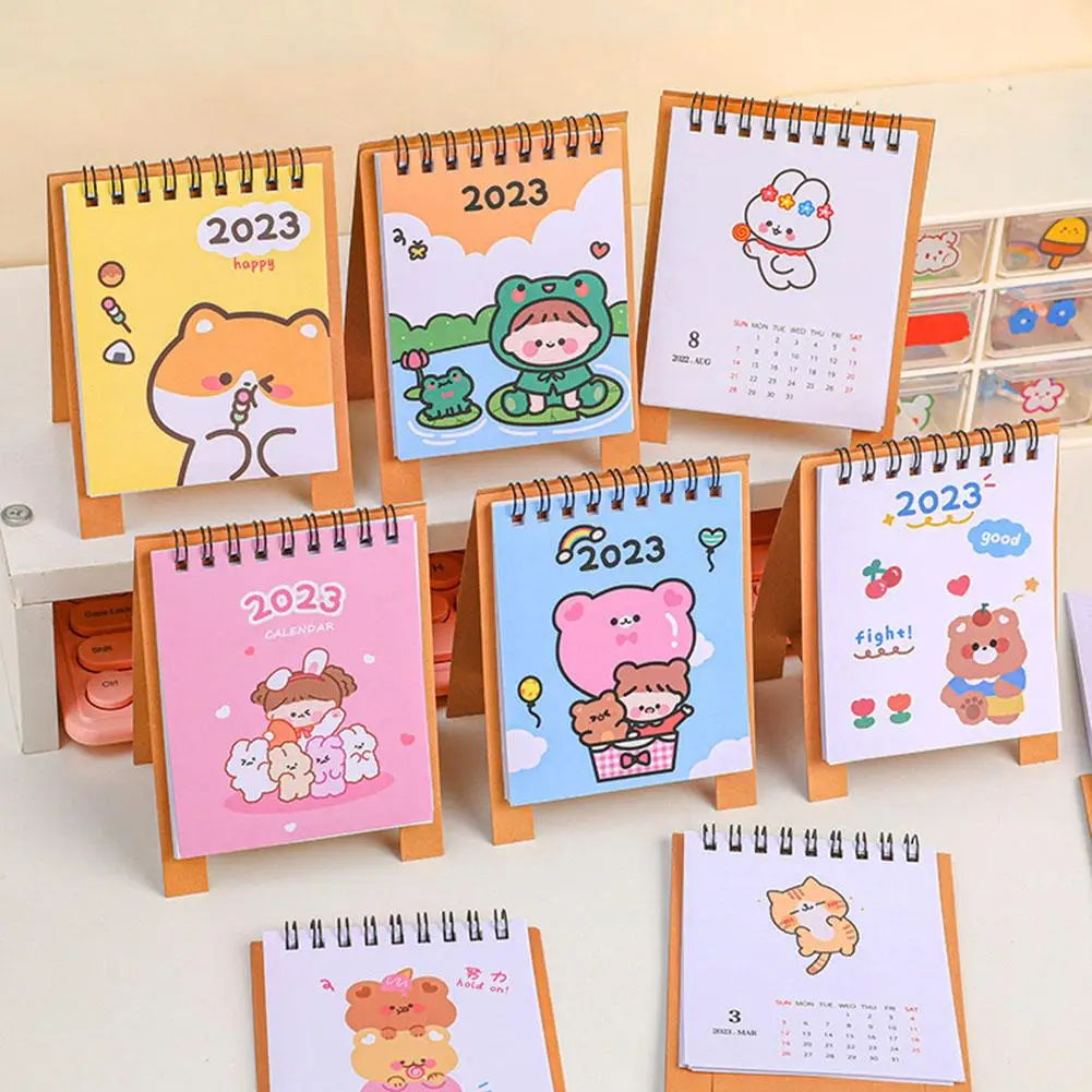

NEW 2023 Cute Cartoon Mini Desk Calendar Desktop Decoration Kawaii Countdown Desk Calendars For School Office Supplies