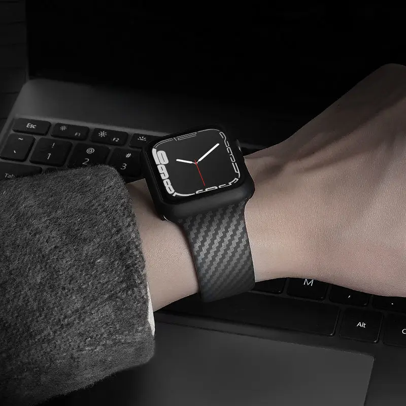 Ремешок из углеродного волокна для Apple Watch сменный Браслет 44 мм 40 38/42 iWatch 7 6 5 4 3 SE