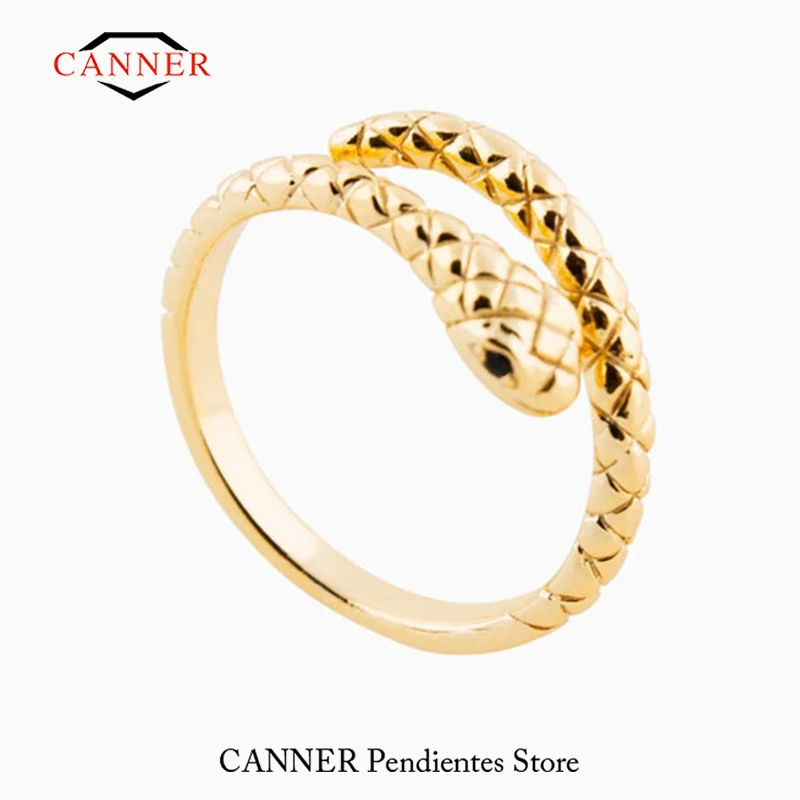 

CANNER 925 Sterling Silver Lovely Snake Shape Open Adjustable Finger Rings for Women Simple Ring Trendy Jewelry Accessory Femme