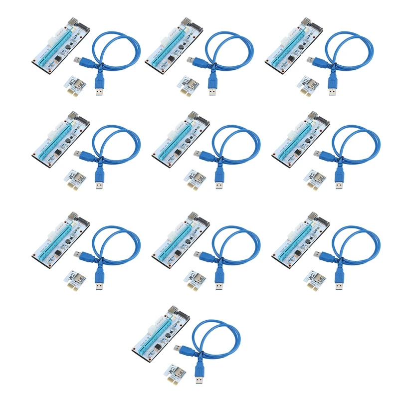 Видеокарта VER008S PCI-E с 1X на 16X 3 адаптер для майнинга USB 0 кабель-удлинитель 10 шт.