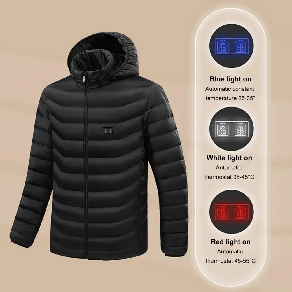 Men Jacket Solid Color Thick Coldproof Stable Performance Heating Coat   USB Heating Jacket  for Daily Wear