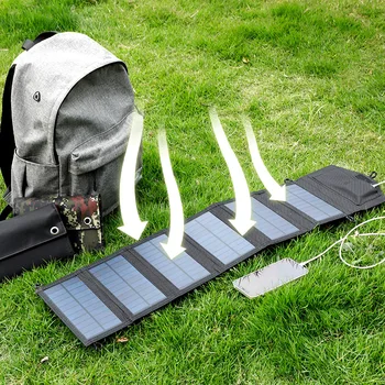 Foldable USB Solar Panel 20W 5V Flexible Small Portable Waterproof Outdoor Camping Mobile Power Battery Solar Heat Charger