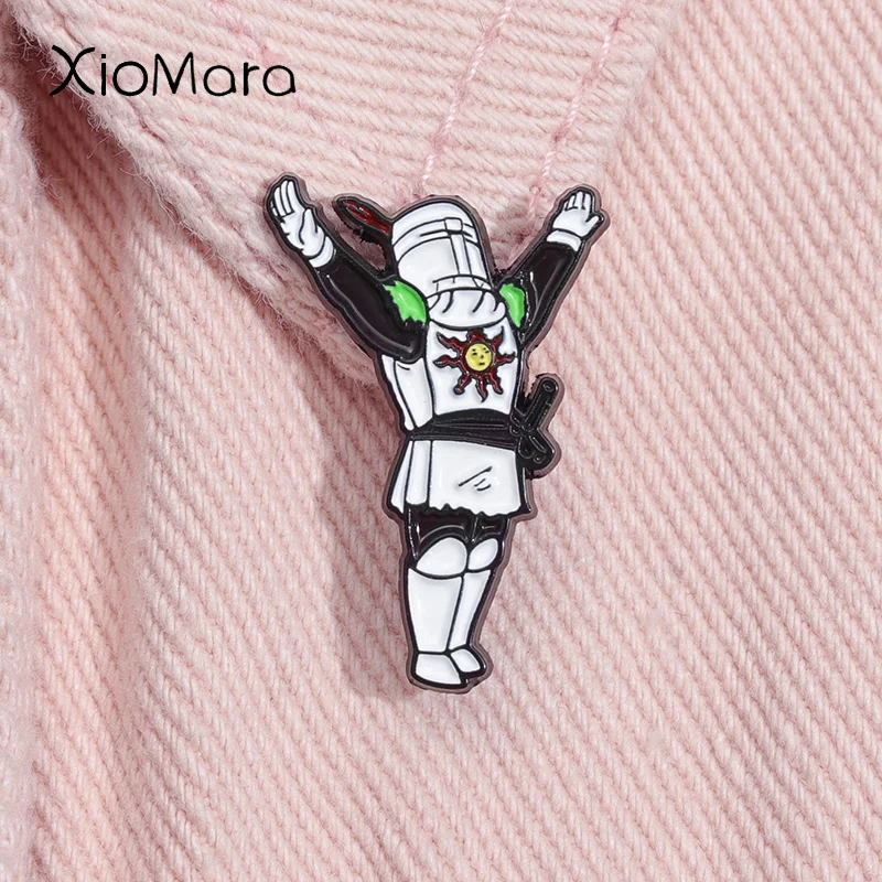 

Dark Souls Game Enamel Pin Sun Knight Solaire Warrior Brooch Praise Sun Pin Lapel Backpack Decoration Badge Jewelry For Friends