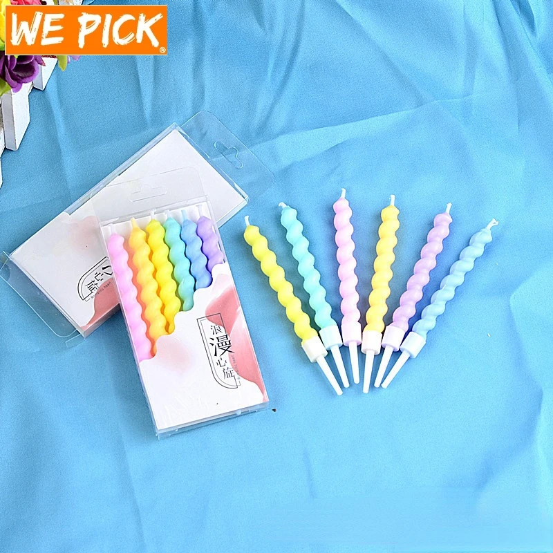 6 шт./компл. цветные свечи для дня рождения с подставкой торта товары вечерние