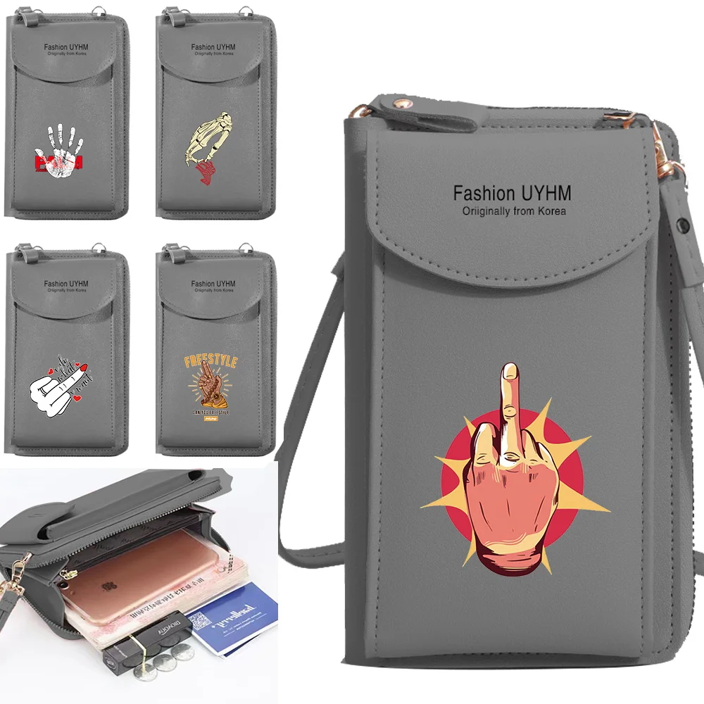 

New Women Wallets Card Pack Universal Pu Leather Mobile Phone Bag Shoulder Messenger Bags Clutch Coin Purse Hand Pattern Handbag
