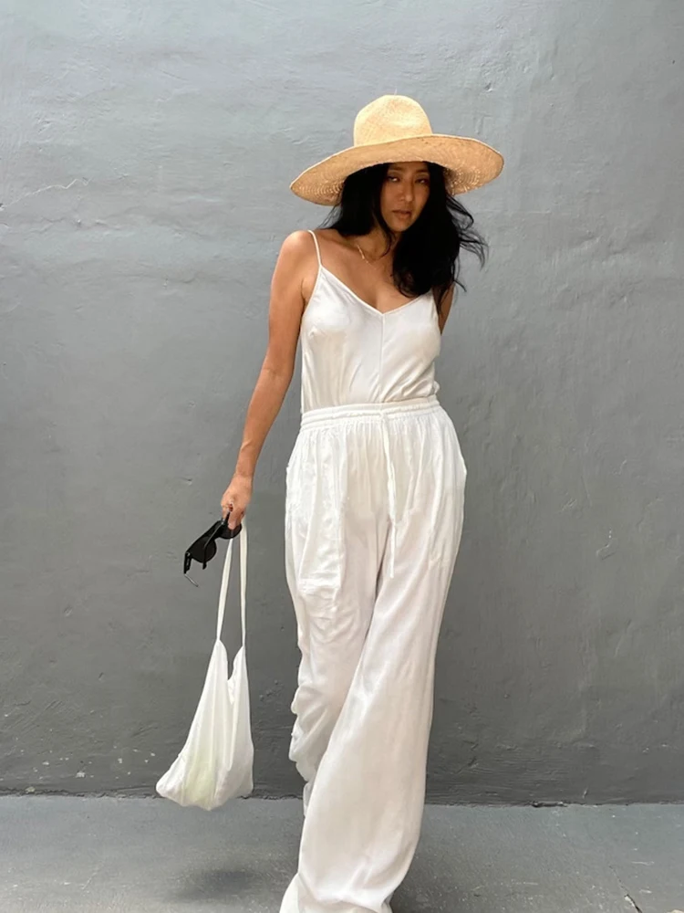 

Брюки Fitshinling женские с широкими штанинами, модные пляжные свободные штаны с завышенной талией в стиле бохо, расклешенные, в богемном стиле, 2023