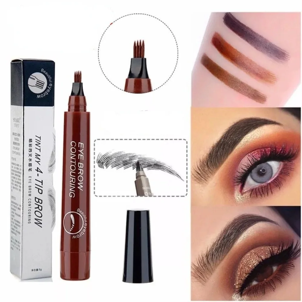 

4 Points Eyebrow Pen Waterproof Fork Tip Professional Eyebrow Tattoo Pencil Long Lasting Fine Sketch Liquid Eye Brow Enhancers