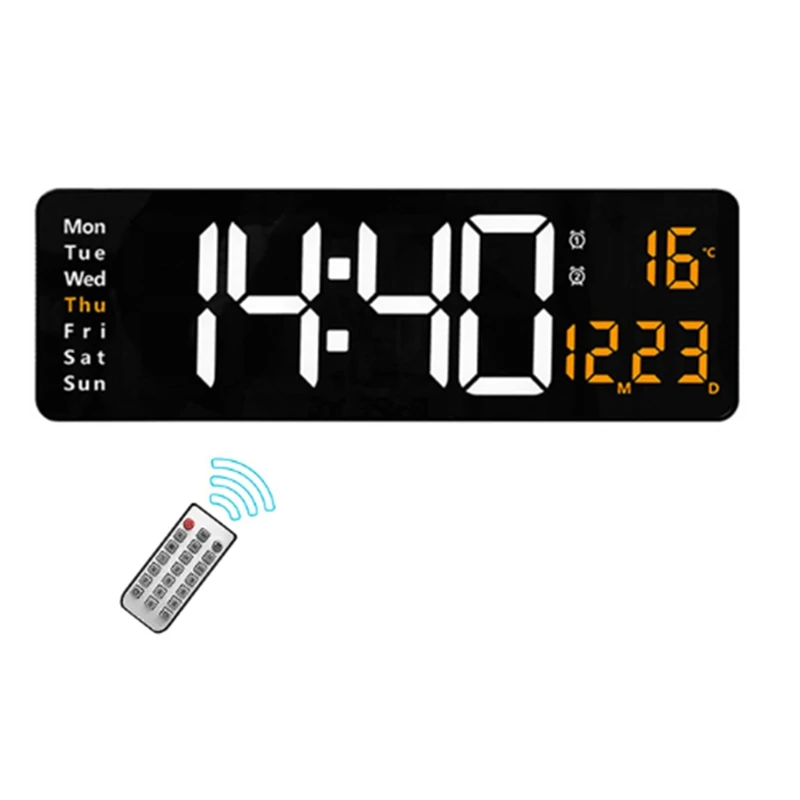 

16Inch LED Digital Wall Clock- Alarm Clock/Temp/Date/Week/Timer Remote Adjustable For Home/Gym/Office