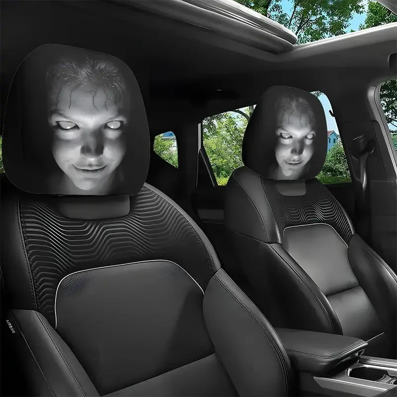 

2 шт., чехлы на подголовники автомобиля с принтом лица ужасов на Хэллоуин, универсальный эластичный чехол на подголовник автомобильного сиденья, пылезащитный защитный рукав