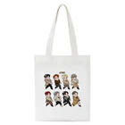 Корейская сумка для покупок Ulzzang, сумка ATEEZ Kpop в Корейском стиле, хип-хоп, хипстерские сумки для покупок с мультяшным принтом, Холщовая Сумка-тоут, сумка-шоппер, ручная сумка