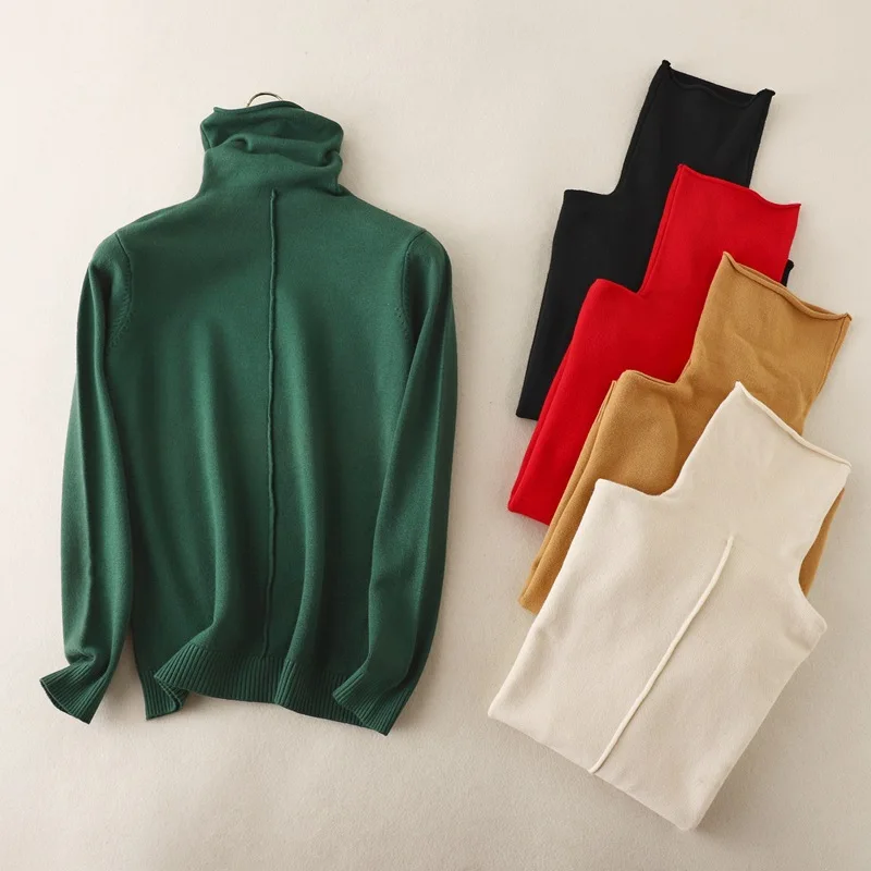 

2023 New Woman Sweaters Chic Turtleneck Crop Top Women Pink Pulover Sweater Soft Knitted Jumper Female Jersey Mujer