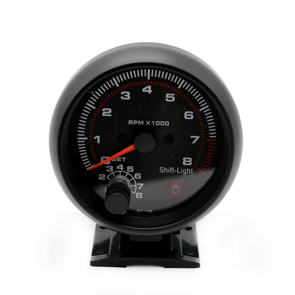 

12V Digital Tachometer Gauge 95mm Dial Red Car Engine Meter (Black)