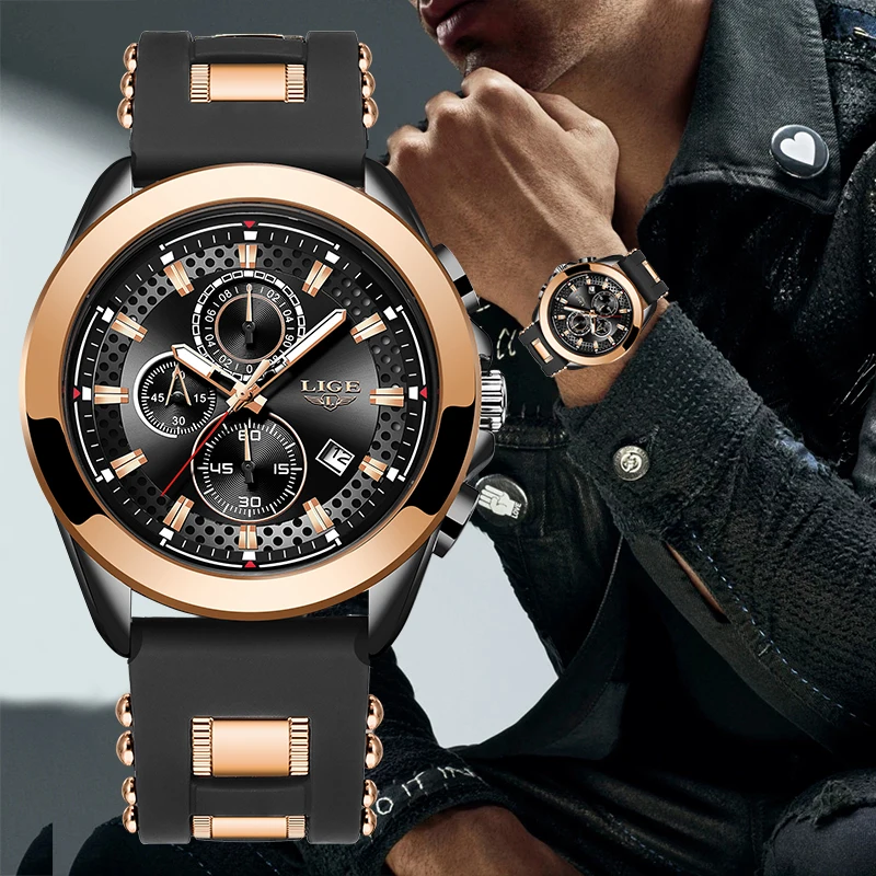

Top Brand Luxury Waterproof Quartz LIGE Sports Mens Watch Wristwatch Military Chronograph Watches for Men Automatic Date Clock