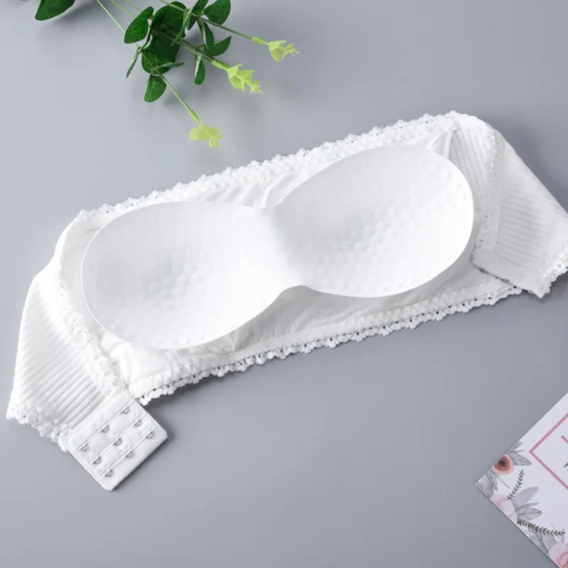 Vertical Striped Strapless Bra Cotton Women Invisible Chest Fashion Sexy Tube Top Inside Dress Lace Side Female Lingerie