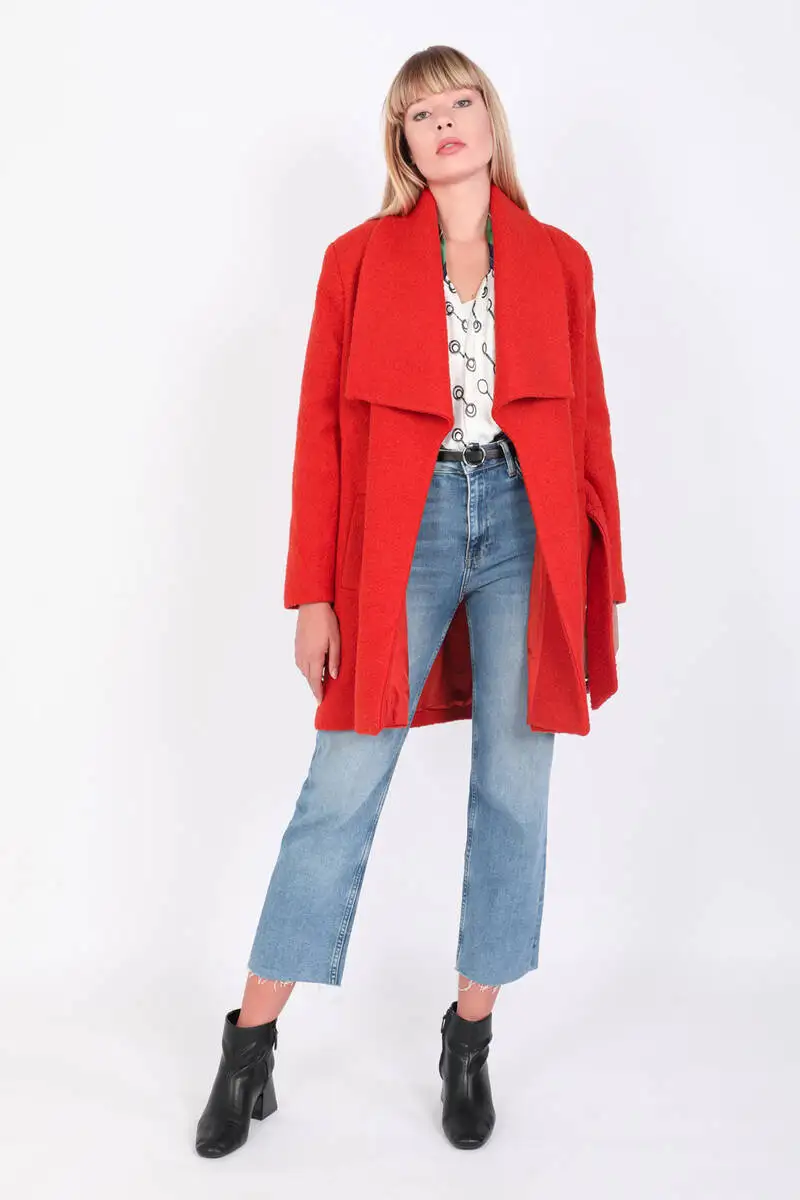 

Women's Large Lapel Coat Orange
