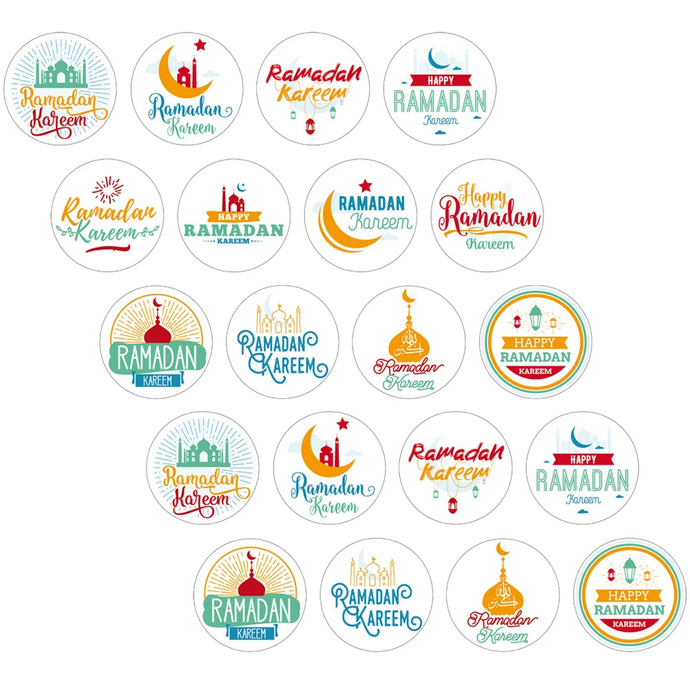 

120 Pcs Raya Stickers Cookie Gifts Ramadan Label Seal Eid Party Decorations Self-adhesive Paper Islamic Stickers