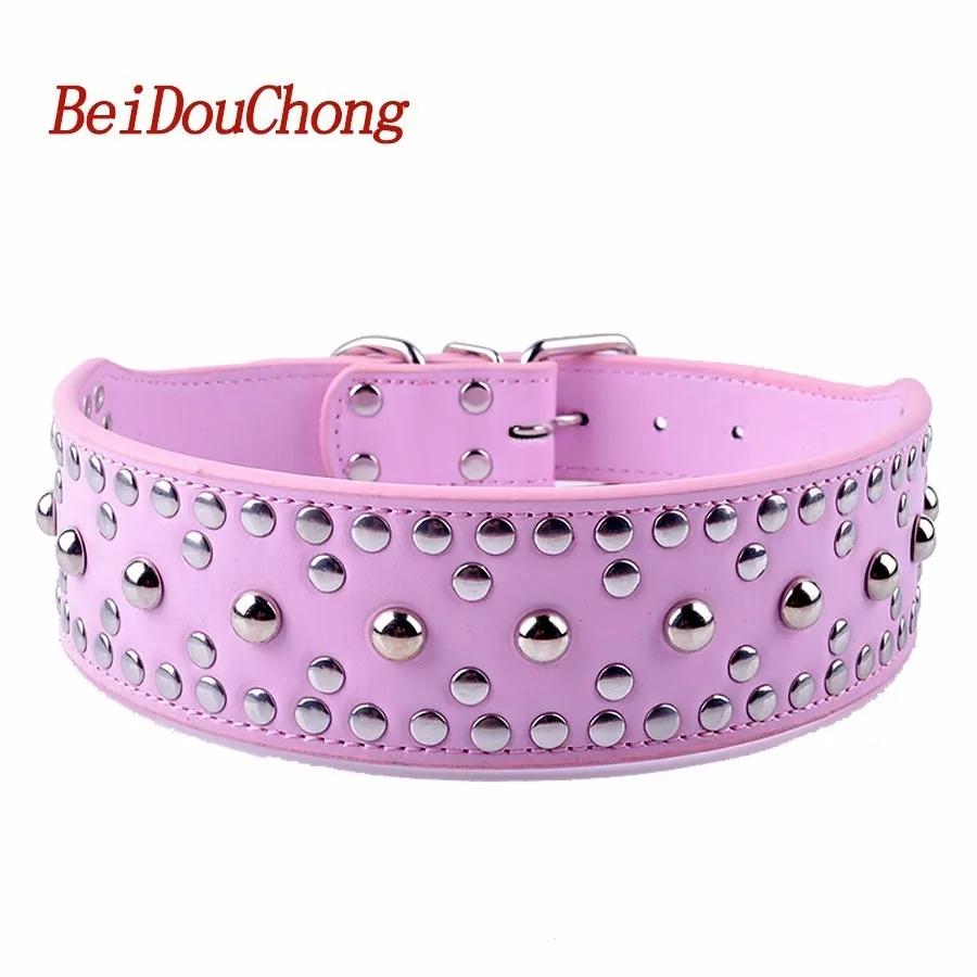 

Fashion Rivets Studded Dog-Collar Perro Pu Leather Puppy Pet Collars For Big Dogs Adjustable 4Sizes M/L/XL/XXL Pet Supplies